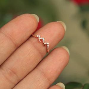 Dainty Mountain 10k Gold Lab Grown Diamond Wedding Band White Gold Plated Engagement Ring Gift for <b>Your</b> <b>Love</b> - Product Image 5