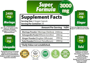 Oem Vegan Moringa viên nang miễn dịch tăng cường quản lý trọng lượng hỗ trợ hỗ trợ sức khỏe tiêu hóa Moringa lá chiết xuất cho người lớn - Product Image 2