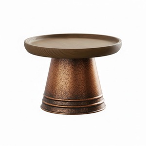 Support de service à trois niveaux de qualité supérieure en métal galvanisé et bois de manguier Plateau de présentation Gâteau Dessert Fruits Pour la maison et l'hôtel - Product Image 5