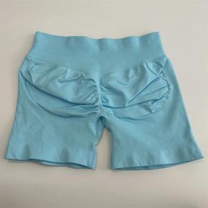 Short de yoga taille haute personnalisé sans couture Scrunch Bum Workout Gym Skinny Fit Short de course extensible taille élastique décontracté - Product Image 5