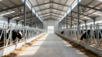 Structure moderne en acier Ferme d'élevage de vaches Hangar de garage Maison préfabriquée Entrepôt pour ateliers Plantes Vent élevé