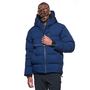 Mono Riders Men's Eco-Friendly Bomber <b>Jacket</b> Puffer Coat <b>Packable</b> Hooded Stand Collar Front Logo Winter Custom - Product Image 2