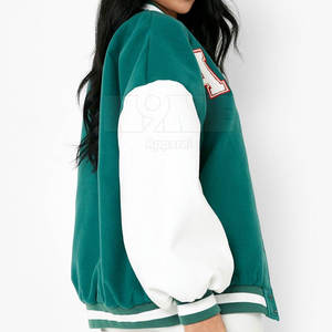 Chaqueta Letterman de Algodón Transpirable de Alta Calidad al Mejor Precio para Mujer, Mangas Largas, Diseño Sólido, Tejida, para Invierno - Product Image 5