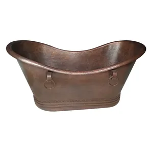 OEM Product Handcrafted Copper Double Slipper Bathtubs Manufacturer Wholesaler Factory Direct Sale - Product Image 4