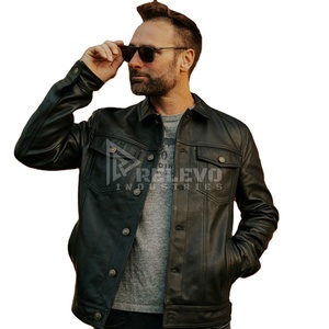 Premium Men Genuine Leather Biker <b>Jacket</b> Custom Logo Real <b>Sheepskin</b> Moto <b>Jacket</b> Wholesale Manufacturer Biker Clothing Supplier - Product Image 2