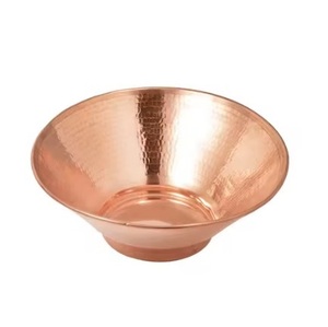 Bol à salade et à fruits en cuivre de qualité supérieure, bols décoratifs pour restaurants et tables à manger à domicile avec poignées en anneau - Product Image 3