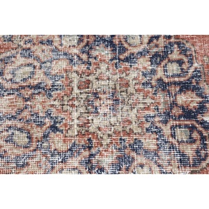 3.9x5.8 ft Accent Turkish Vintage Eco Friendly <b>Red</b> Patchwork <b>Wool</b> Rug with Latex Backing - Product Image 5