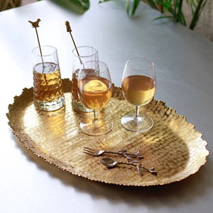 Handmade Metal Chocolate Serving Tray with Gold Plating for Hotels Restaurants Parties Dinners <b>Tabletop</b> Dinnerware Tray Design - Product Image 3