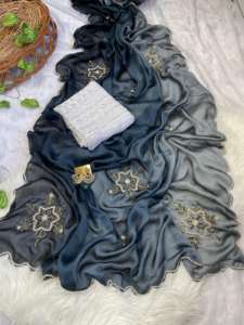 Nueva variedad de estilo moderno, la mejor blusa Sari de seda Rangoli suave pura con Khatli Butta y Resam y trabajo manual pesado, moda de mujer - Product Image 4