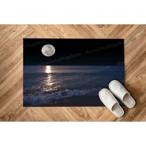 Sea And Moon View Printed Rug - Custom Chenille <b>Door</b> <b>Mat</b>,Nonwoven Thin Rug - Product Image 1
