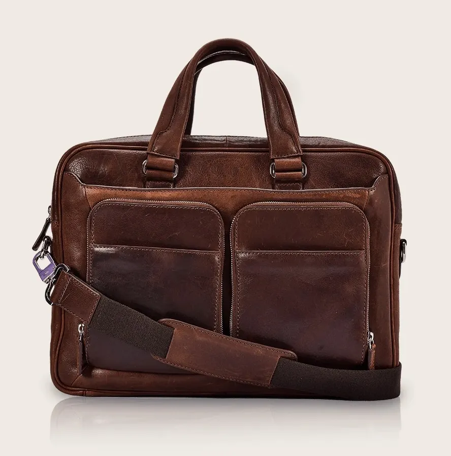 Hoge Kwaliteit Laptop Tas Tan Echt Vintage Lederen Tas Voor Mannen 15 "Laptop Mouwen Lederen Aktetas Voor Mannen