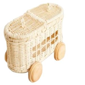 Prix bon marché chariot à jouets en rotin rotin naturel enfants chariot pour pépinière à la main de haute qualité rotin bébé chariot produit pour bébé - Product Image 1