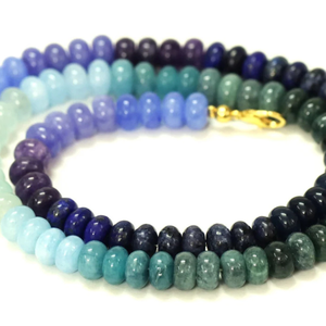 Magnifique collier de perles rondes lisses en quartz multicolores, 7-8 mm, teinte bleu-vert, perles de pierres précieuses en quartz, collier coloré - Product Image 4