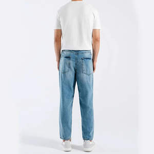 Jeans en denim bleu pour hommes, coupe droite, logos personnalisés, effet usé, grandes tailles, style hip-hop gothique, haute qualité, prix de gros abordables - Product Image 4