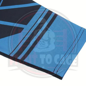 2026 Blue Black Contrast Color New Trendy High Elasticity <b>Gym</b> Fitness 2-Piece Printed Spandex/Nylon Rash Guard <b>Set</b> for Men - Product Image 5