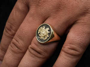 Armenia Fine <b>Ring</b> Coat of Arms Solid 18k Gold Plated Custom Made Signet <b>Ring</b> for Men's Fashion Jewelry - Product Image 2