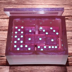 Jeu de dominos en résine, animaux, écologiques, de luxe, objets de collection, faits à la main, uniques, durables, robustes, polis, roses, personnalisés - Product Image 3