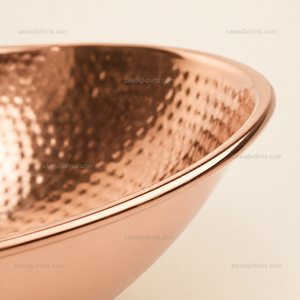 DIVRIS NJC-2012 Lavabo vasque moderne en cuivre martelé fait main, surface polie, facile à nettoyer, à poser sur comptoir - Product Image 3