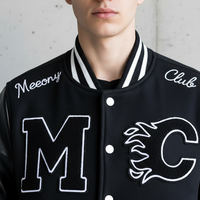 Veste universitaire de baseball américaine pour hommes et femmes |   Veste d'automne coupe-vent en cuir véritable à col frontal