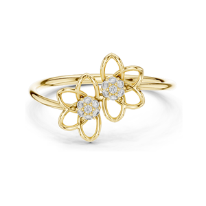 Bague en diamant de laboratoire à motif floral, 0,056 CT de diamants de laboratoire VVS-VS EF au total, disponible en or 18 carats, 14 carats, 10 carats et argent 925 - Product Image 1