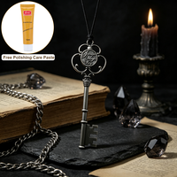 Clé magique du Père Noël en alliage de zinc, clé squelette vintage avec ruban rouge, cadeau de Noël, pâte de polissage de 10 ml offerte