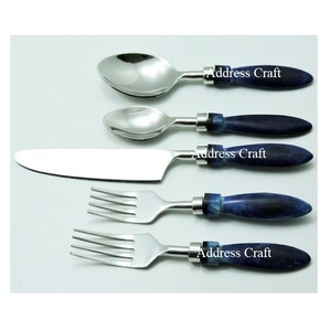 Ensemble de couverts à Logo personnalisé, acier inoxydable, réglage de la Place, poignée en marbre, maison, hôtel, Restaurants, service de couverts, service de vaisselle - Product Image 2