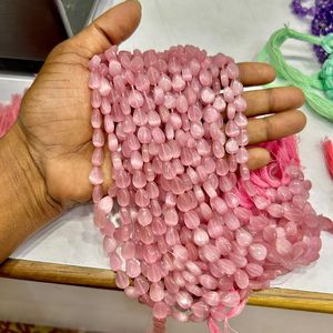 Cuentas de Piedras Preciosas de Cuarzo Rosa en Forma de Almendra AAA+, Color Rosa Monalisa, Forma Ovalada Lisa, Cuentas Ovaladas de Monalisa Rosa, Cuentas de Cuarzo Rosa - Product Image 1