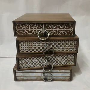 Boîte à bijoux moderne en bois MDF avec incrustation de nacre luxueuse et artisanale, durable, boîte de rangement décorative, boîte à mouchoirs, boîte à souvenirs - Product Image 3