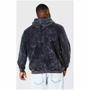 Sudaderas con capucha de invierno para hombre más vendidas, suéter pesado de alta calidad, hombro caído, Etiqueta Privada, bolsillo frontal, Sudadera con capucha de lavado ácido - Product Image 2