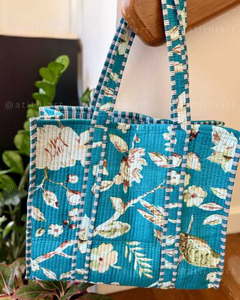 Bolsa de Mano Reutilizable Ecológica Ligera Acolchada de Algodón Premium ATITHI ART con Cierre de Cremallera y Asa Larga para Uso Diario - Product Image 5