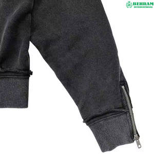 2026 Latest Vintage Stone Wash Screen Printed Unisex 100% Cotton Fleece French Terry Full Zip Hoodies Quick-Dry Breathable Plain - Product Image 5