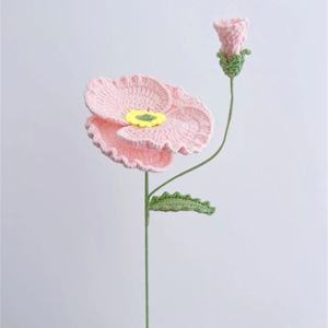 Crochet Poppy Flower Bouquet Lifelike Yarn Blossoms for Home Wedding <b>Table</b> Centerpiece Romantic Gift <b>Decor</b> - Product Image 6