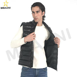 Puffer <b>Vest</b> <b>Men</b> Real Lambskin Leather Quilted Down Waistcoat Jacket - Outdoor <b>Sleeveless</b> <b>Men's</b> <b>Vests</b> - Product Image 5