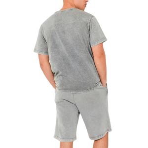 Conjunto de 2 Piezas de Ropa Urbana de Verano para Hombre, Personalizado por el Fabricante, 100% Algodón, Estilo Holgado, Lavado Ácido, con Camiseta y Pantalones Cortos con Estampado Gráfico - Product Image 2