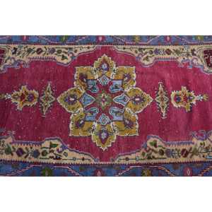 Tapis turc, tapis d'appoint 3,3x6,2 pieds, tapis en laine rouge et bleu - Product Image 5