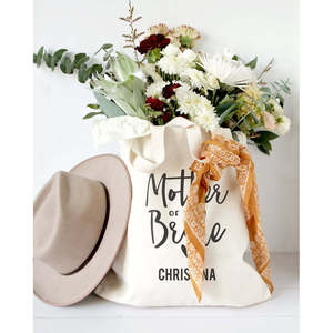 Personalized Open-Closure Cotton Canvas Tote Bag Solid Color with Mother of the Bride Wedding Theme - Product Image 5