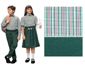 Bahan kualitas tinggi kustom cetak kotak-kotak kain seragam sekolah kain tenun tekstil