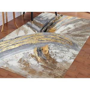 Alfombra Abstracta de Mármol Dorado: Alfombra Moderna Antideslizante, Alfombra Delgada No Tejida - Product Image 2