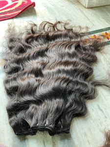 Cabello Humano Remy Ondulado Natural Indio Virgen de Alta Calidad de 24 Pulgadas, Extensiones de Trama Doble a Máquina, Negro, Sin Procesar, Listo para Permanente - Product Image 2