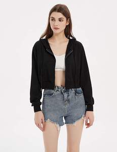 Vente en gros de sweat-shirts à capuche courts de haute qualité, mode, extérieur, élégant, manches longues, sweat-shirts à capuche pour femmes avec couleur personnalisée - Product Image 6