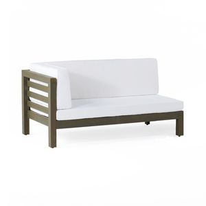 Ensemble modulable d'extérieur en bois avec coussins blancs – Collection de mobilier de jardin - Product Image 2