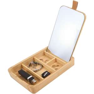 Spirella Rectangular Bamboo <b>Mirror</b> and Jewelry <b>Box</b> ALAIS - Product Image 2