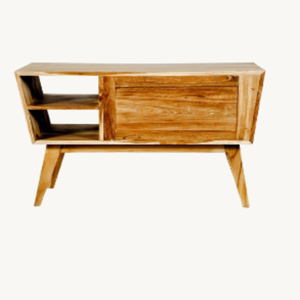 Modern Trapeze <b>Buffet</b> - 150 Teak Wood TV Cabinet and Coffee <b>Table</b> Combination with Two Drawers from Indonesia - Product Image 4