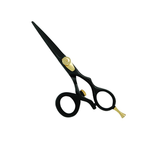 กรรไกรตัดผมร้านเสริมสวย พร้อมที่พักนิ้วสีทอง กรรไกรตัดผมร้านตัดผม สีดำเคลือบคมกริบ ใบมีดสแตนเลส - Product Image 2