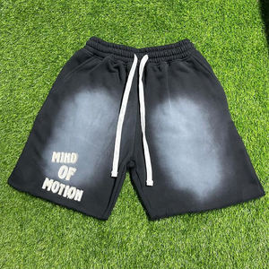 Pantalones cortos de lana con parches de desgastes bordados personalizados a precio de fábrica - Product Image 2