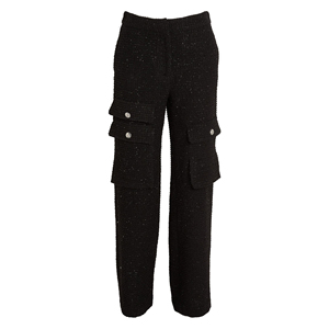 Pantalon de pantalon avant plat en laine coupe-vent écologique pour femmes confortable et élégant mi-taille couleur noire pour l'hiver - Product Image 1