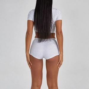 Professionnel fait nouveauté femmes athlétique court ensemble dernière conception couleur unie femmes athlétique court ensemble goutte épaule - Product Image 4