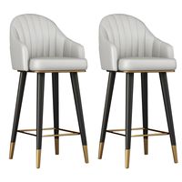Tabouret de bar pivotant en cuir avec dossier élégant et pieds en métal avec repose-pieds pour îlot de cuisine, bar à domicile, table