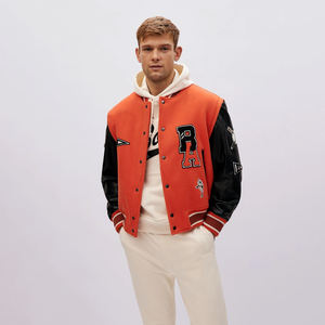 OEM al por mayor de los hombres de alta calidad de lana Varsity chaqueta personalizable Letterman chaqueta Stand Collar Casual liso deportes invierno - Product Image 3