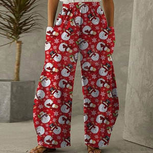 Pantalones Navideños de Primera Calidad para Mujer, Más Vendidos, en Oferta en Línea, Color Sólido, Cómodos, para Navidad y Año Nuevo - Product Image 1